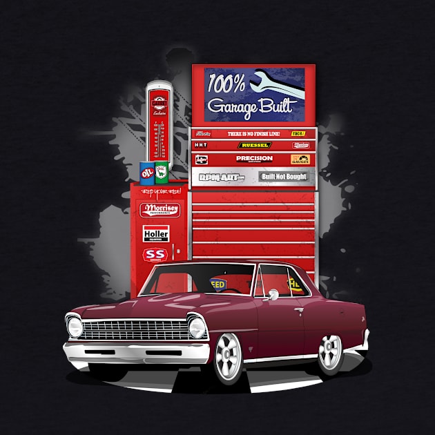 1967 Madeira Maroon Chevrolet Nova Garage Built Print by RPM-ART